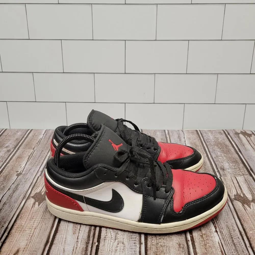 Air Jordan 1 Low Black Toe Gym Red White Men's Size 8.5 553558-161 Shoes